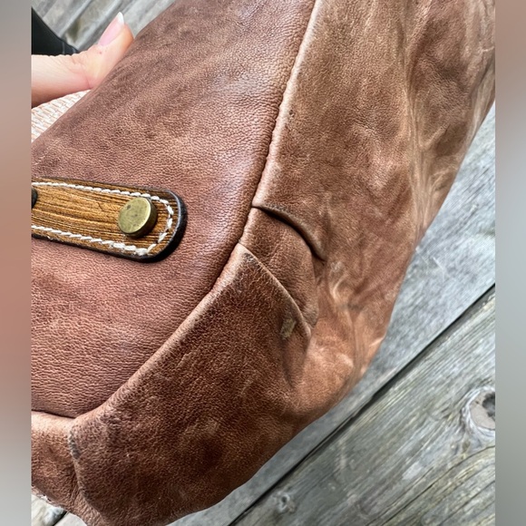 CAVALCANTI Leather Brown Fringe Boho Made in Italy Shoulder Bag - Picture 12 of 16